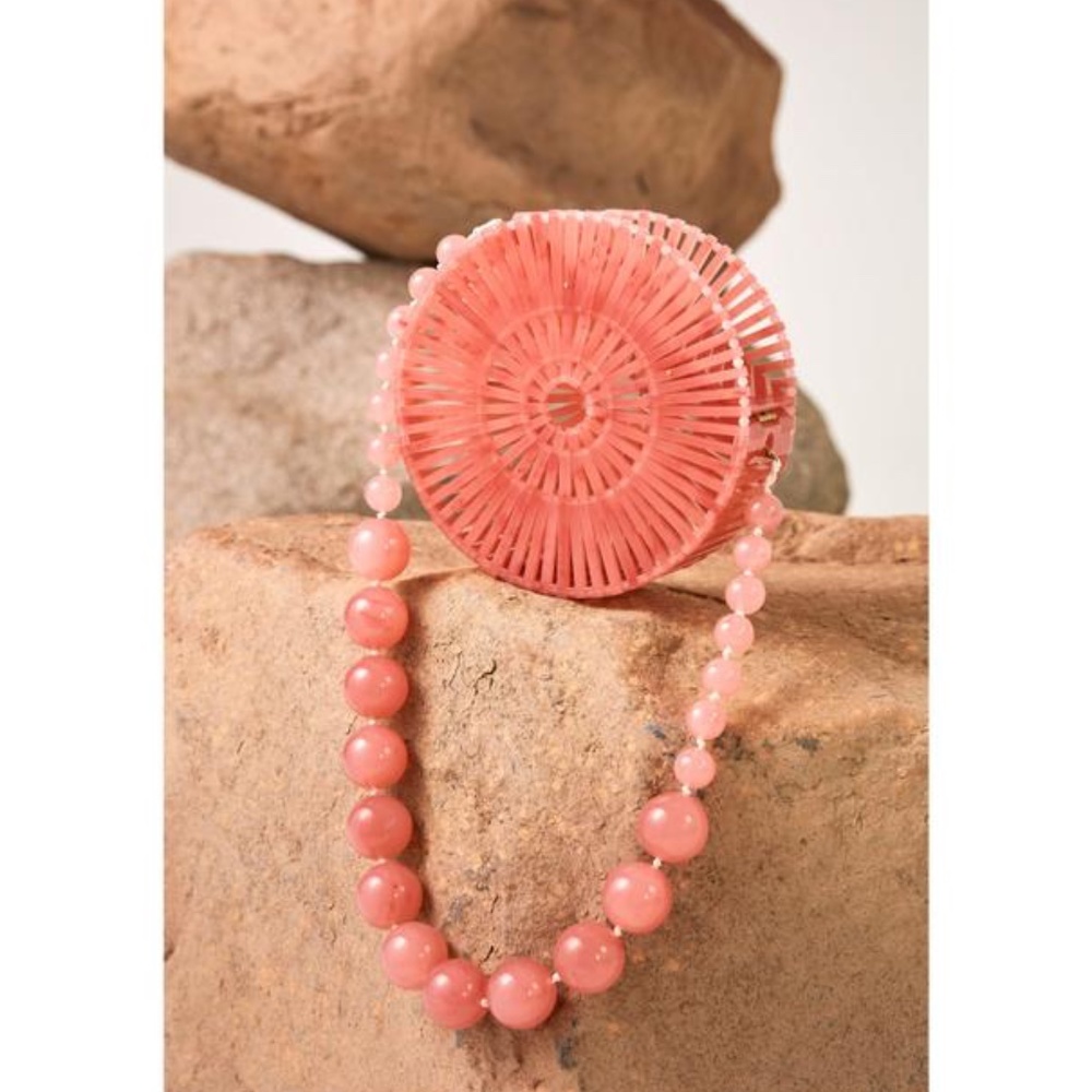 Cult Gaia Acrylic Luna cherry quartz bag